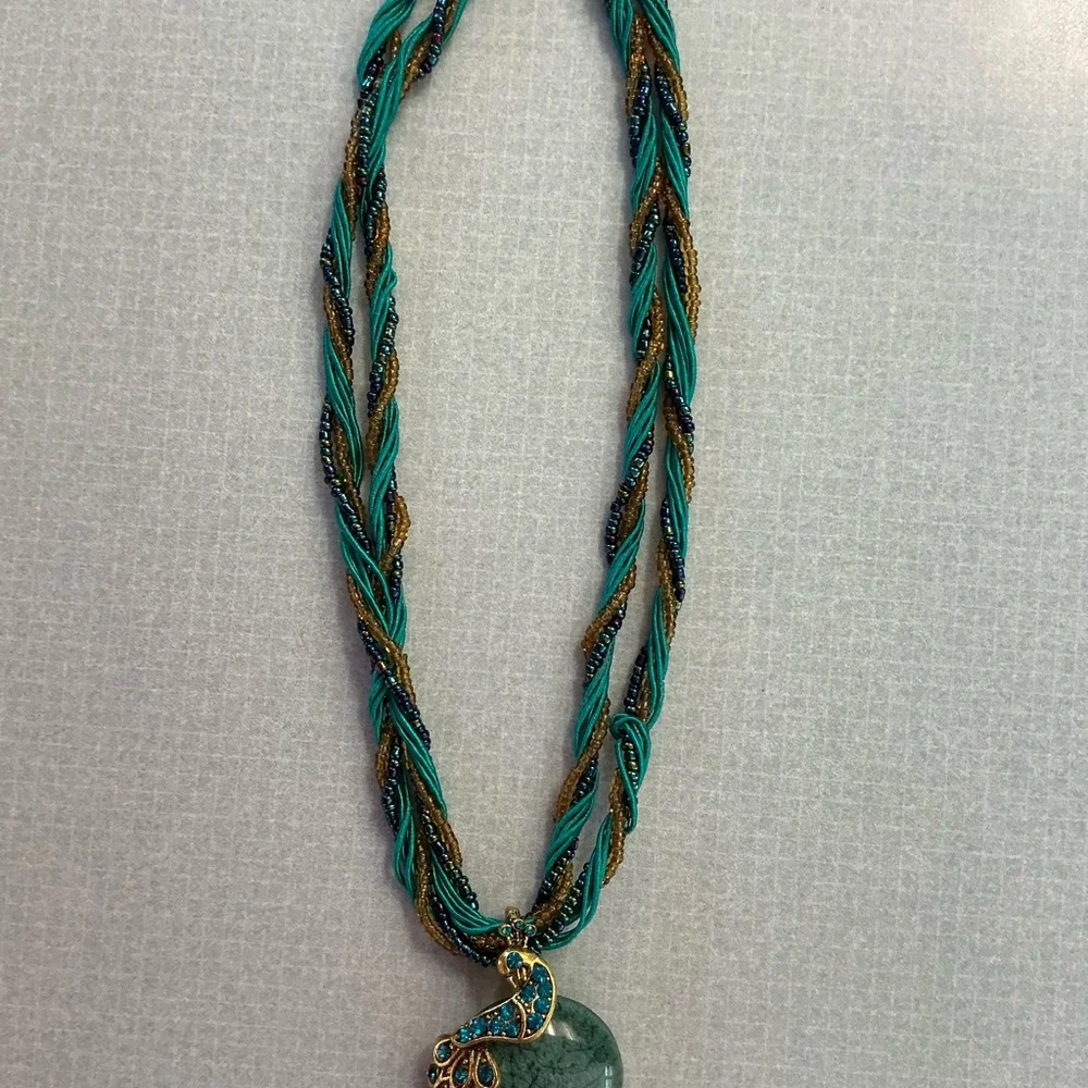 Elegant Peacock Pendant Necklace - Picture 2 of 4